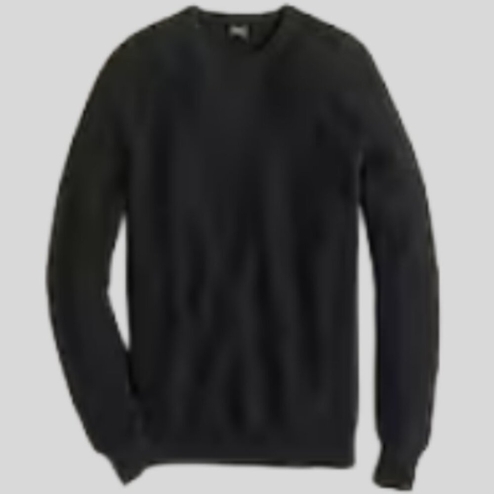 J. Crew Cotton Crewneck Sweater in Garter Stitch Black Size MT NWOT, Preppy - Picture 14 of 14